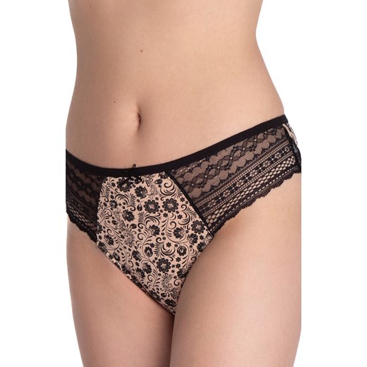 2-pak bawełniane figi damskie z kwiatowym wzorem L-1592BI, Kolor czarny-wzór, Rozmiar L, LAMA ze sklepu Intymna w kategorii Majtki damskie - zdjęcie 187587465