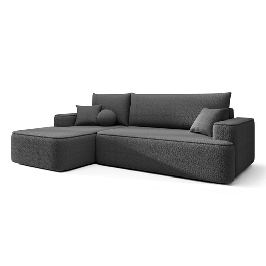 Grafitowy narożnik boucle z funkcją spania W1-Z07 ze sklepu Edinos.pl w kategorii Narożniki - zdjęcie 187587517