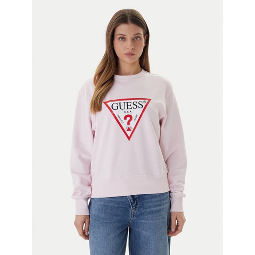 Guess Bluza W2YQ16 KBA11 Różowy Regular Fit ze sklepu MODIVO w kategorii Bluzy damskie - zdjęcie 187588689