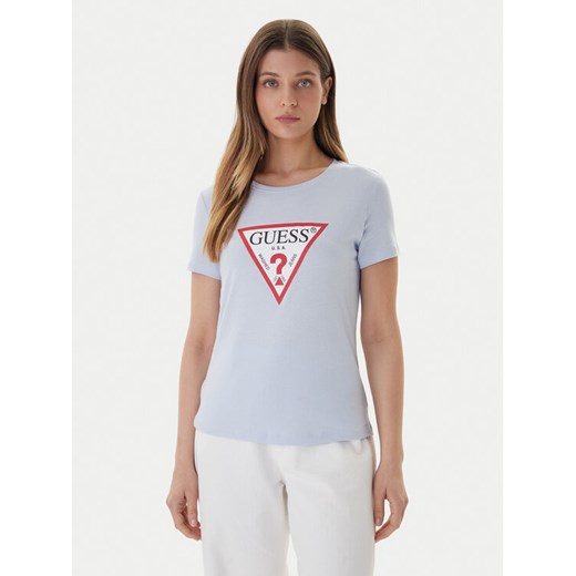 Guess T-Shirt W1YI1B I3Z14 Błękitny Regular Fit ze sklepu MODIVO w kategorii Bluzki damskie - zdjęcie 187588728