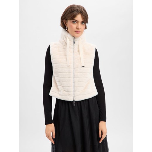 Monari Damska kamizelka ze sztucznego futra Kobiety Sztuczne włókno écru jednolity ze sklepu vangraaf w kategorii Kamizelki damskie - zdjęcie 187589175