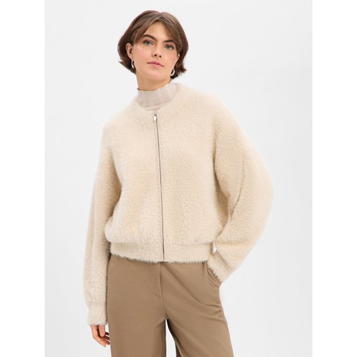 Opus Kardigan damski - Dores Kobiety Sztuczne włókno beżowy jednolity ze sklepu vangraaf w kategorii Swetry damskie - zdjęcie 187589177