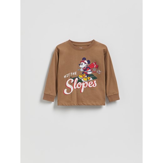 Reserved - Bawełniany longsleeve Mickey Mouse - brązowy ze sklepu Reserved w kategorii T-shirty chłopięce - zdjęcie 187589248
