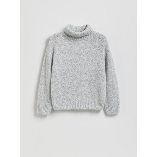 Reserved - Gładki sweter z golfem - jasnoszary ze sklepu Reserved w kategorii Swetry dziewczęce - zdjęcie 187589267