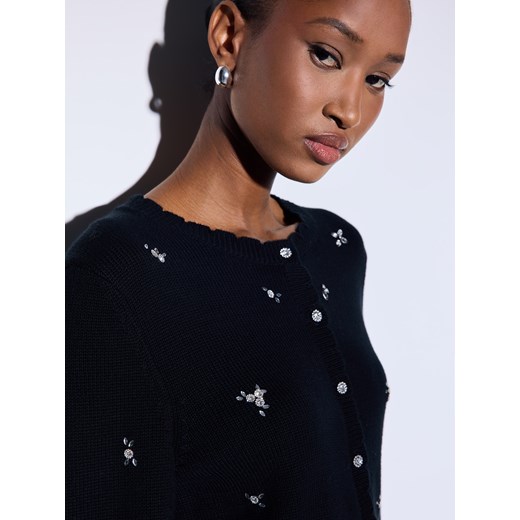 Mohito - Bawełniany czarny kardigan - czarny ze sklepu Mohito w kategorii Swetry damskie - zdjęcie 187589585