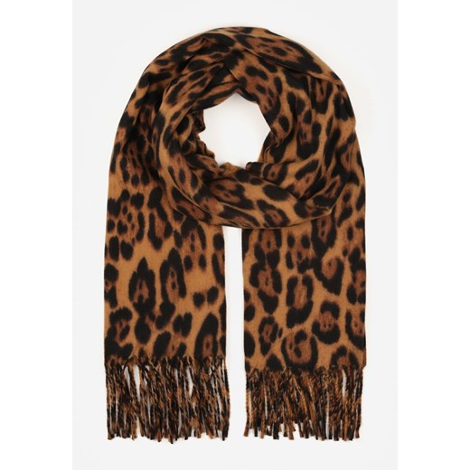 Brązowy Wiskozowy Szalik w Panterkę z Frędzlami Vetivada ze sklepu born2be.pl w kategorii Szaliki i chusty damskie - zdjęcie 187589697