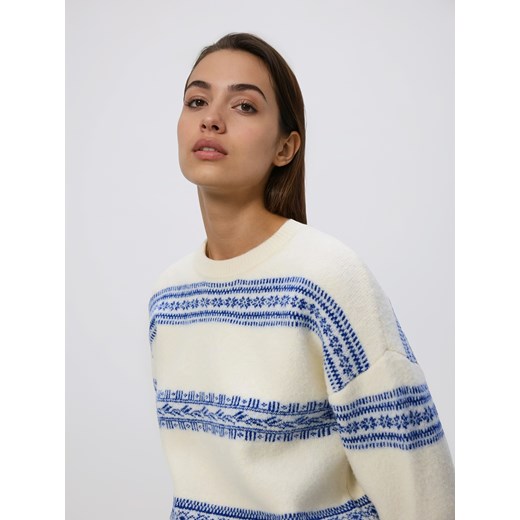 Reserved - Sweter we wzory - niebieski Reserved M Reserved