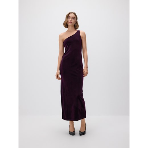 Reserved - Sukienka na jedno ramię - ciemnofioletowy ze sklepu Reserved w kategorii Sukienki - zdjęcie 187590087