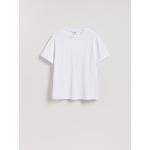Reserved - Bawełniany t-shirt boxy - biały ze sklepu Reserved w kategorii T-shirty męskie - zdjęcie 187590356