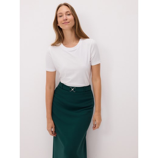Reserved - Spódnica midi z paskiem - ciemnozielony ze sklepu Reserved w kategorii Spódnice - zdjęcie 187590365