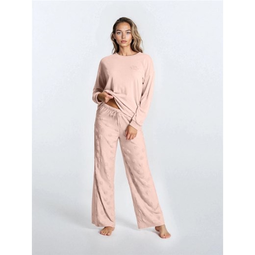 Sinsay - Piżama dwucześciowa z dzianiny french terry i spodniami w grochy - różowy ze sklepu Sinsay w kategorii Piżamy damskie - zdjęcie 187590717