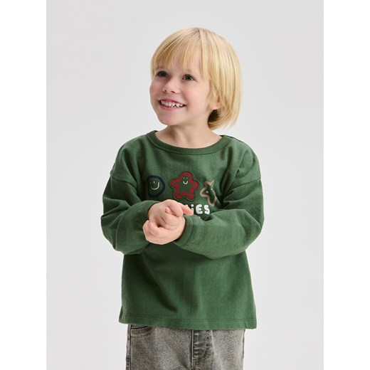 Reserved - Bawełniany longsleeve - morski ze sklepu Reserved w kategorii T-shirty chłopięce - zdjęcie 187594247