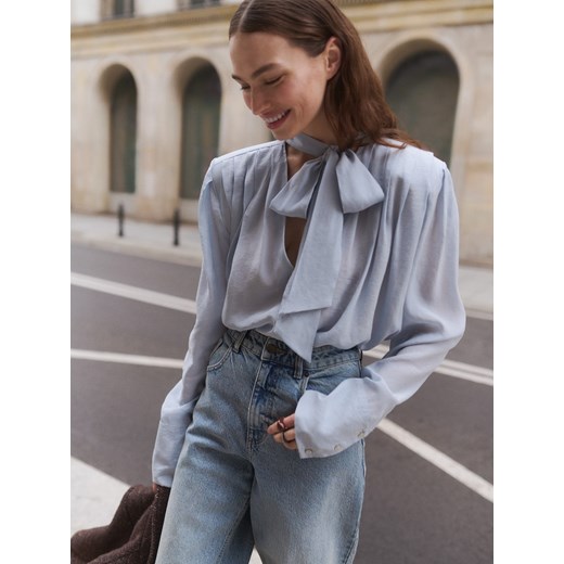 Reserved - Bluzka z wiązaniem - jasnoszary ze sklepu Reserved w kategorii Bluzki damskie - zdjęcie 187594268
