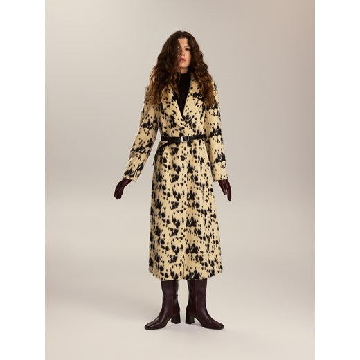 Reserved - Płaszcz ze sztucznego włosia - wielobarwny ze sklepu Reserved w kategorii Płaszcze damskie - zdjęcie 187594286