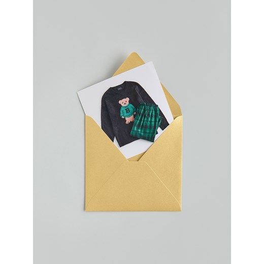 Reserved - Dwuczęściowa piżama z misiem - czarny ze sklepu Reserved w kategorii Piżamy męskie - zdjęcie 187594686