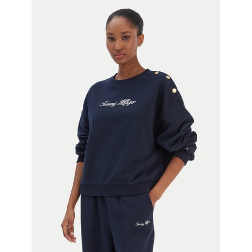 Tommy Hilfiger Bluza Script WW0WW48783 Granatowy Relaxed Fit ze sklepu MODIVO w kategorii Bluzy damskie - zdjęcie 187594997
