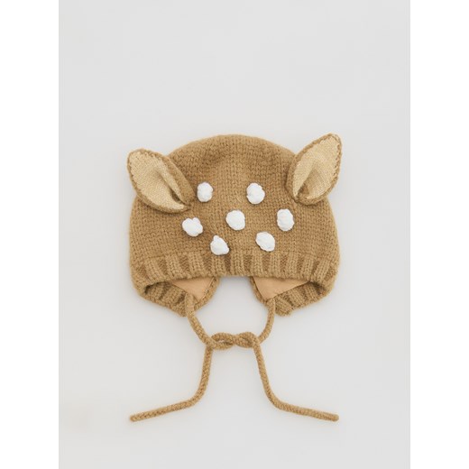 Reserved - Wiązana czapka z uszami - brązowy ze sklepu Reserved w kategorii Czapki dziecięce - zdjęcie 187595615