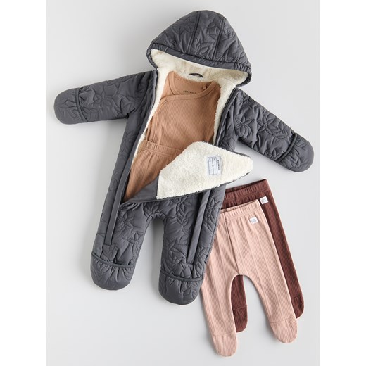 Reserved - Ocieplany kombinezon z kapturem - ciemnoszary ze sklepu Reserved w kategorii Kombinezony i kurtki - zdjęcie 187595766