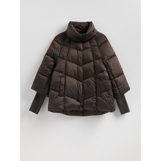 Reserved - Pikowana kurtka z wysokim kołnierzem - ciemnobrązowy ze sklepu Reserved w kategorii Kurtki damskie - zdjęcie 187595945