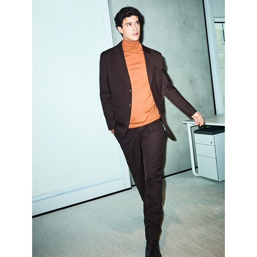 Reserved - Marynarka slim fit z domieszką wiskozy - mahoniowy ze sklepu Reserved w kategorii Marynarki męskie - zdjęcie 187596136