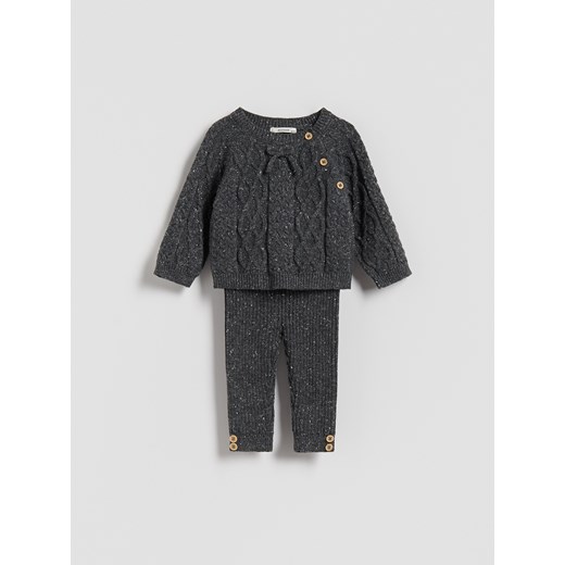 Reserved - Dzianinowy komplet z wiskozą - ciemnoszary ze sklepu Reserved w kategorii Odzież dla niemowląt - zdjęcie 187596215