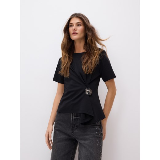 Reserved - T-shirt z ozdobnym detalem - czarny ze sklepu Reserved w kategorii Bluzki damskie - zdjęcie 187596377