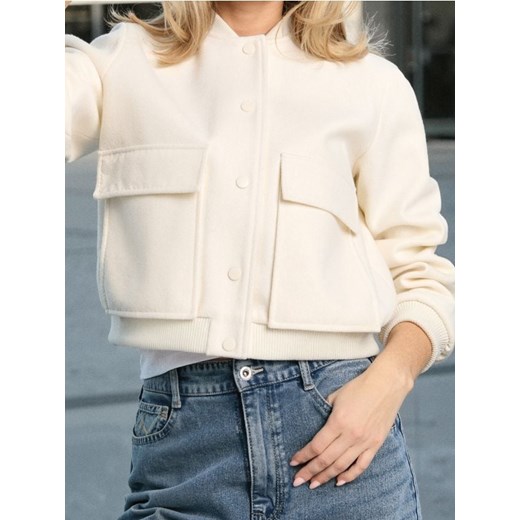 Sinsay - Rozpinana kurtka bez kaptura - kremowy ze sklepu Sinsay w kategorii Kurtki damskie - zdjęcie 187597365