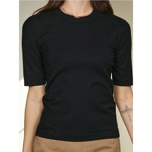 Sinsay - Swetrowa bluzka z krótkim rękawem - czarny ze sklepu Sinsay w kategorii Bluzki damskie - zdjęcie 187597407