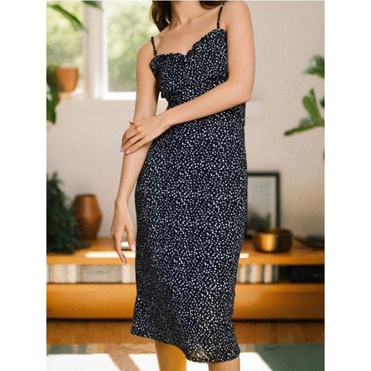 Sinsay - Sukienka midi na ramiączkach z ozdobnym dekoltem - wielobarwny Sinsay S Sinsay