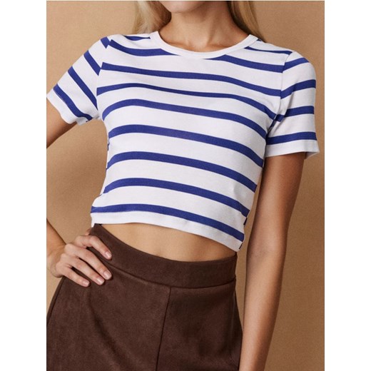 Sinsay - Koszulka w paski - granatowy ze sklepu Sinsay w kategorii Bluzki damskie - zdjęcie 187597498