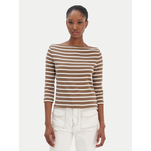 Tommy Hilfiger Bluzka New Cody WW0WW40589 Beżowy Slim Fit ze sklepu MODIVO w kategorii Bluzki damskie - zdjęcie 187598446