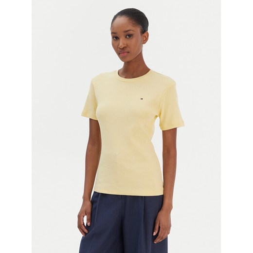 Tommy Hilfiger T-Shirt New Cody WW0WW40587 Żółty Slim Fit ze sklepu MODIVO w kategorii Bluzki damskie - zdjęcie 187598485