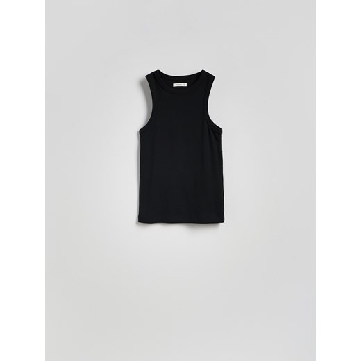 Reserved - Bawełniany top - czarny ze sklepu Reserved w kategorii Bluzki damskie - zdjęcie 187599698