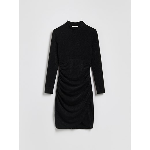 Reserved - Błyszcząca sukienka z drapowaniem - czarny ze sklepu Reserved w kategorii Sukienki - zdjęcie 187599877