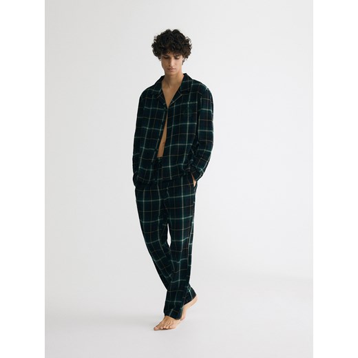 Reserved - Dwuczęściowa piżama w kratę - ciemnozielony ze sklepu Reserved w kategorii Piżamy męskie - zdjęcie 187599888