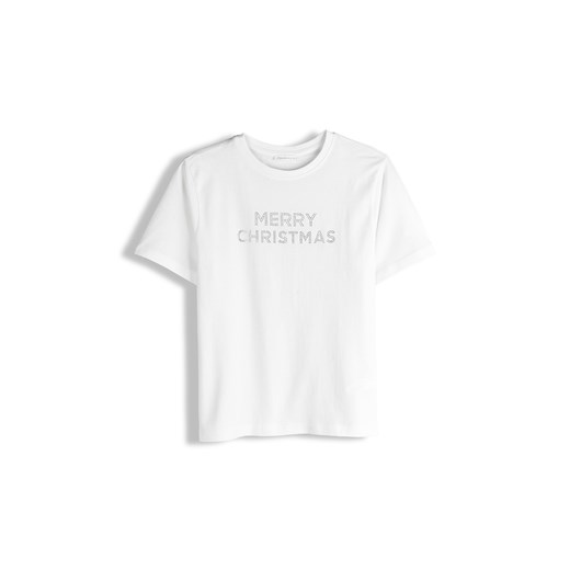 GATE Bawełniany t-shirt z świąteczną aplikacją 34 ze sklepu gateshop w kategorii Bluzki damskie - zdjęcie 187600029