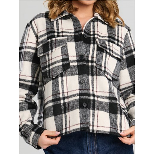 Sinsay - Kurtka koszulowa w kratę - czarny ze sklepu Sinsay w kategorii Kurtki damskie - zdjęcie 187600845