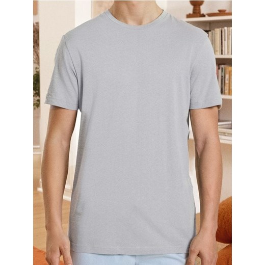 Sinsay - Bawełniana koszulka z krótkim rękawem - szary ze sklepu Sinsay w kategorii T-shirty męskie - zdjęcie 187600896