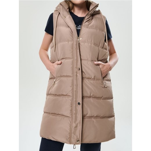 Sinsay - Kamizelka puffer z kapturem - beżowy ze sklepu Sinsay w kategorii Kamizelki damskie - zdjęcie 187600908