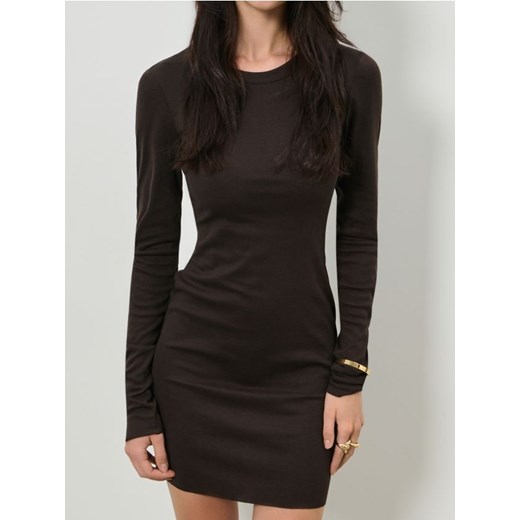 Sinsay - Sukienka mini z okrągłym dekoltem - brązowy ze sklepu Sinsay w kategorii Sukienki - zdjęcie 187600966