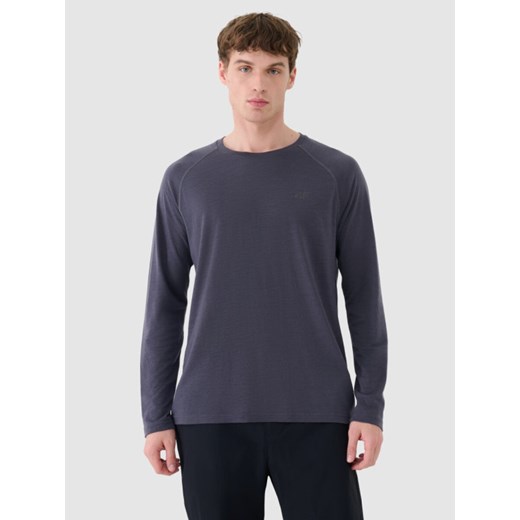 Męski longsleeve trekkingowy 4F 4FWSS25TFLOM330 - granatowy ze sklepu Sportstylestory.com w kategorii T-shirty męskie - zdjęcie 187601009