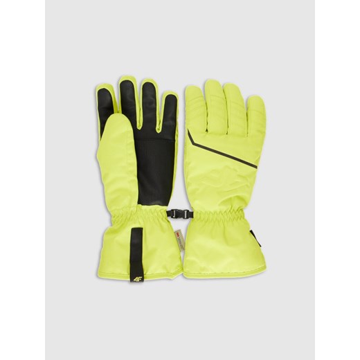 Męskie rękawiczki narciarskie Thinsulate z membraną NeoDry 4FRAW25AFGLM220 - zielone ze sklepu Sportstylestory.com w kategorii Rękawiczki męskie - zdjęcie 187601035