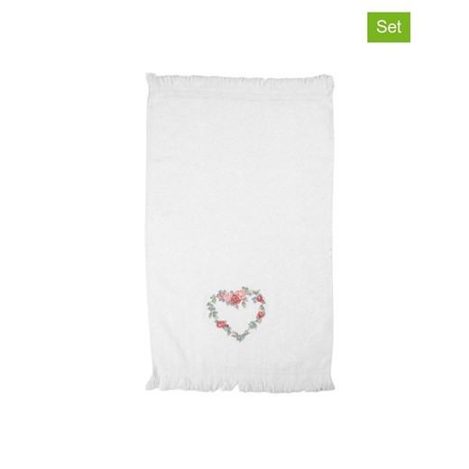 Clayre &amp; Eef Ręczniki (2 szt.) w kolorze biało-jasnoróżowym dla gości - 66 x 40 cm ze sklepu Limango Polska w kategorii Ręczniki - zdjęcie 187601447