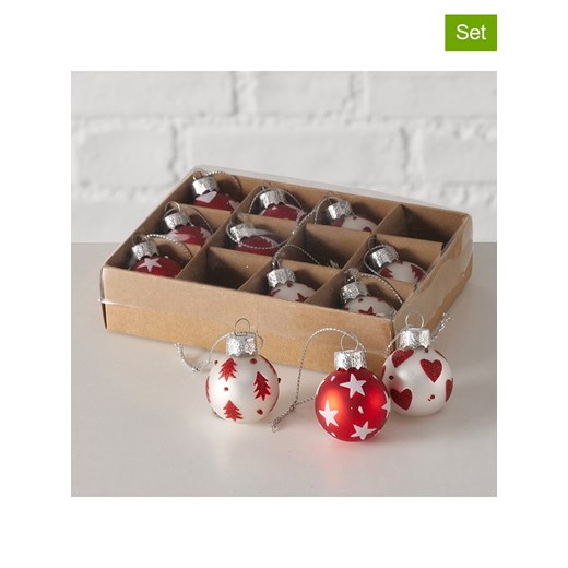 Boltze Bombki (12 szt.) &quot;Nollag&quot; w kolorze biało-czerwonym - 3 x 4 cm ze sklepu Limango Polska w kategorii Dekoracje bożonarodzeniowe - zdjęcie 187601466