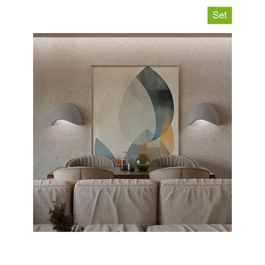 Opviq Lampy ścienne (2 szt.) w kolorze jasnoszarym - 35 x 24 cm ze sklepu Limango Polska w kategorii Oświetlenie - zdjęcie 187601517