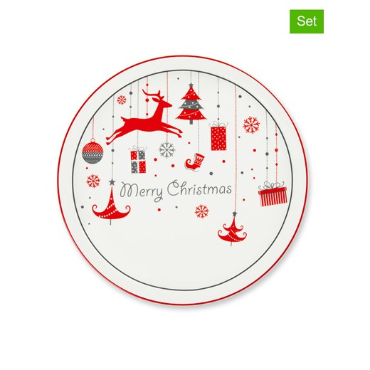 Trendy Kitchen by EXCÉLSA Talerze (6 szt.) w kolorze bało-czerwonym do serwowania - Ø 31 cm ze sklepu Limango Polska w kategorii Naczynia - zdjęcie 187601546