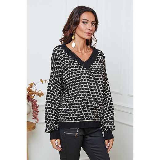 So Cachemire Sweter &quot;Azul&quot; w kolorze beżowo-czarnym So Cachemire L okazja Limango Polska