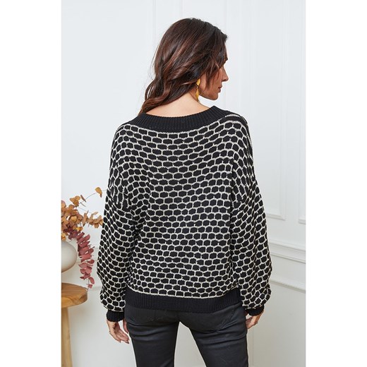 So Cachemire Sweter &quot;Azul&quot; w kolorze beżowo-czarnym So Cachemire M wyprzedaż Limango Polska