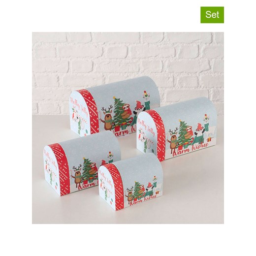 Boltze Pudełka prezentowe (4 szt.) &quot;Hollyjolly&quot; w kolorze błękitno-czerwonym ze sklepu Limango Polska w kategorii Akcesoria i przechowywanie - zdjęcie 187602106