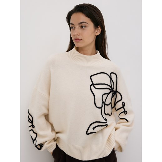 Reserved - Sweter oversize - kremowy ze sklepu Reserved w kategorii Swetry damskie - zdjęcie 187602897